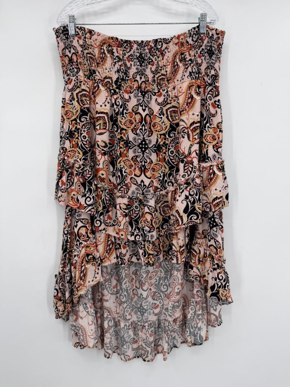 City Chic Skirt Desert Bloom Paisley Ruffle High Low Dress Women's M Boho